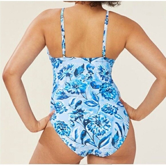 Andie Swim Sz Small The Baia One Piece Swimsuit Bathing Suit Floral Print Blue - Picture 4 of 6